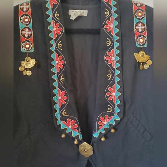 Embroidered Western Boho Black Crop Bolero Jacket Women's Size S/M - Picture 2 of 11